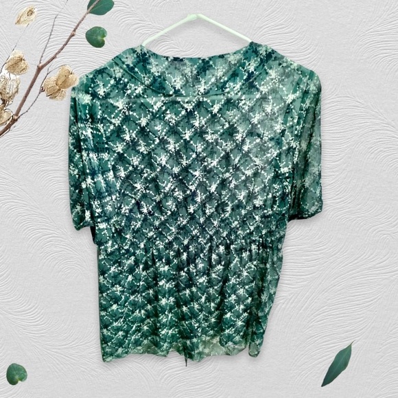 Sheer Green Button Down Liz Maternity Top Blouse, Size S - Picture 6 of 12